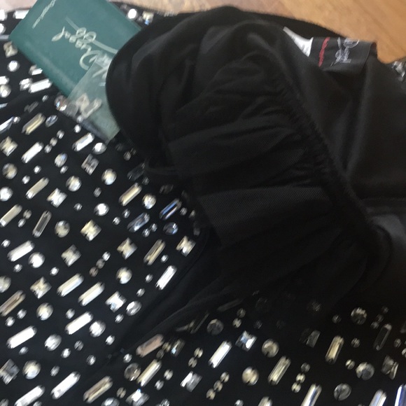 MAC DUGGAL one shoulder embellished puff sleeve silver mini dress sz.2 - Picture 12 of 13